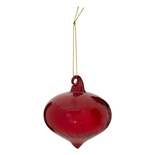 Boule verre forme goutte D.8cm rouge
