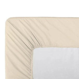 Drap housse b35 percale de coton uni ivoire Giulia ivoire