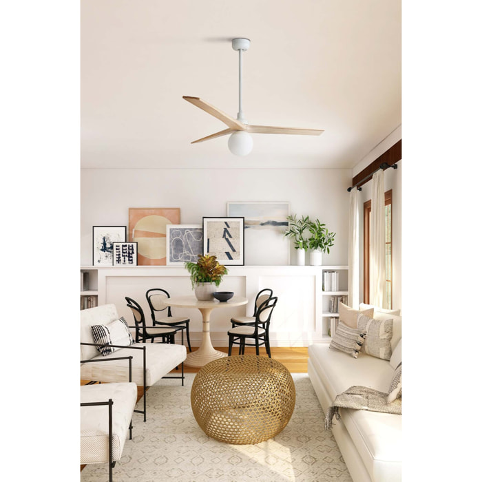 KLIM M Ventilateur de plafond blanc/bois chêne E27 TUYA