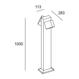 LEDS C4 Baliza Ip65 Cubus Bollard Led 22W Blanco Cálido - 3000K On-Off Gris Urbano 1031
