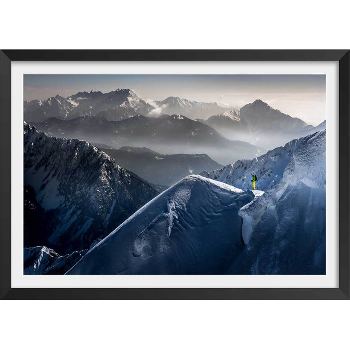 Affiche concentration sur les cîmes Affiche + cadre en bois - Noir