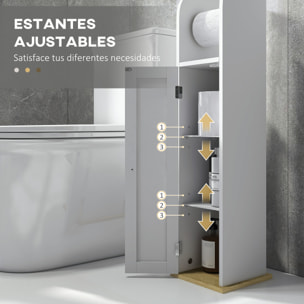 Columna de Baño Armario de Baño con Compartimento Abierto Puerta 2 Estantes Ajustables y Portarrollo Estilo Moderno 20x20x80 cm Blanco