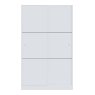 Armadio Armadietto Guardaroba Reus Resistente Robusto Multiuso con 2 Ante Scorrevoli 1 Barra Appendiabiti 4 Ripiani 200 x 120 x 50 Cm Bianco Lucido