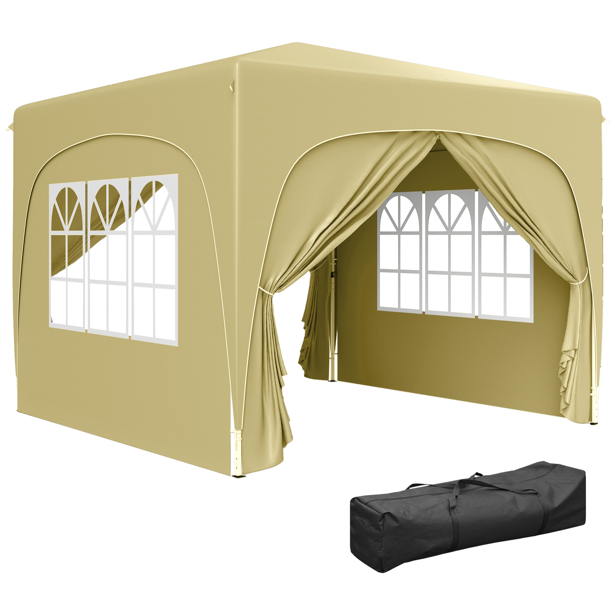 Carpa Plegable Gazabo 3x3 m con Paneles Laterales UPF50+ Cenador Pabellón de Jardín con Altura Ajustable y Bolsa de Transporte para Camping Fiestas Patio Terraza