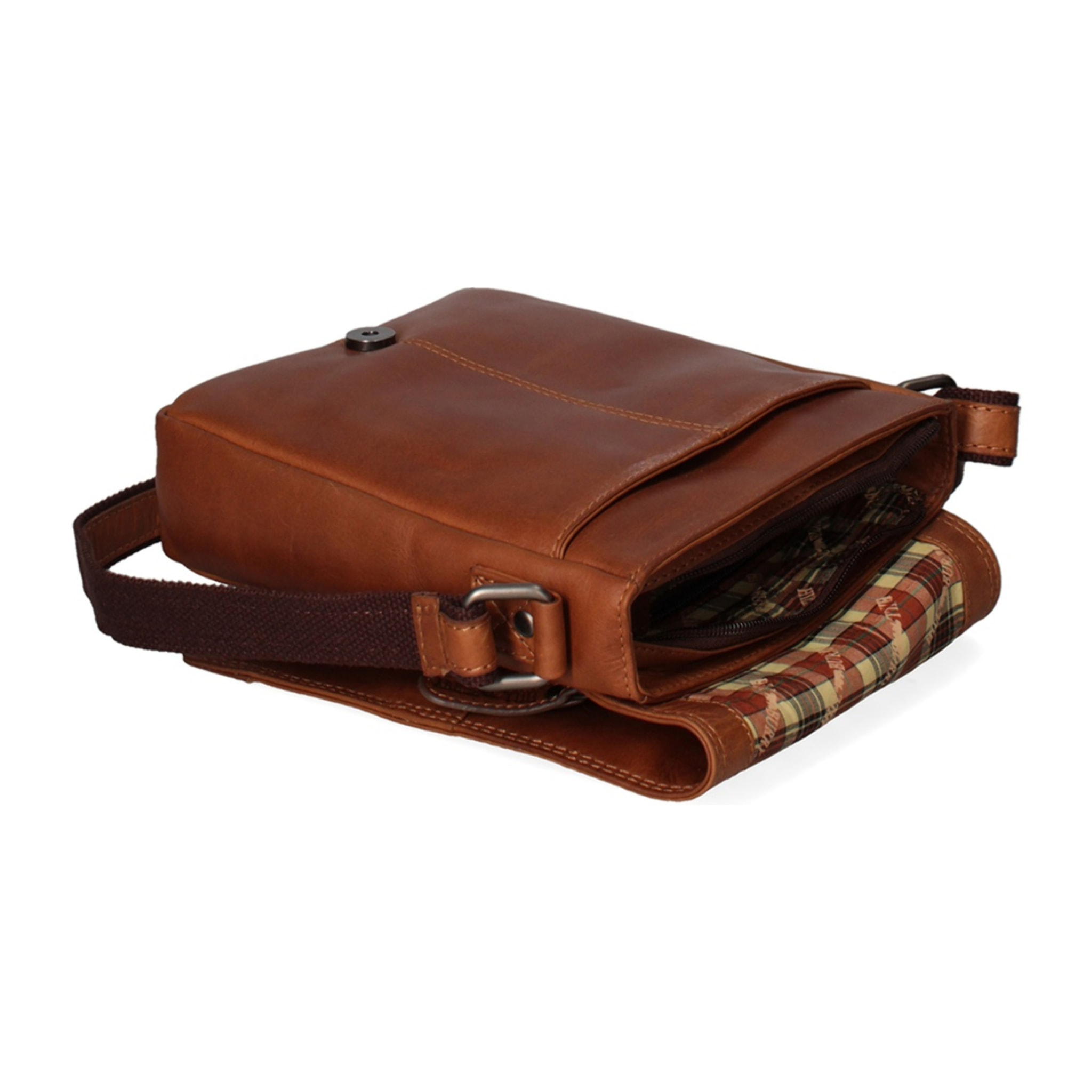 Borsa a tracolla uomo in vera pelle - Modello False - Casual - 20.0 x 25.0 x 6.0 cm