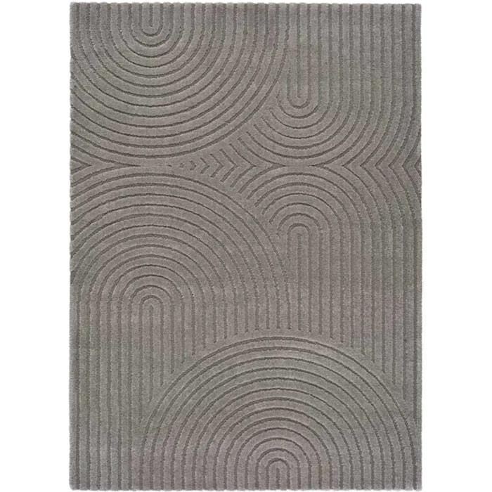 LINA Alfombra escandinava con relieve de pelo corto gris, varias medidas disponibles.