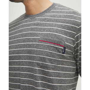 Pijama hombre rayas gris