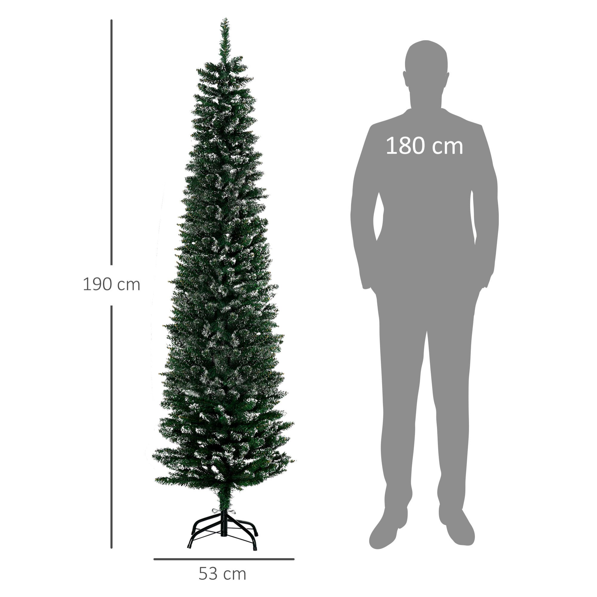 Árbol de Navidad 190 cm Árbol de Navidad Artificial con 570 Ramas y Soporte de Metal Árbol Navideño para Salón Interior Verde