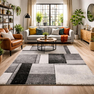 Tapis salon et chambre tissé motif géométrique TUHO