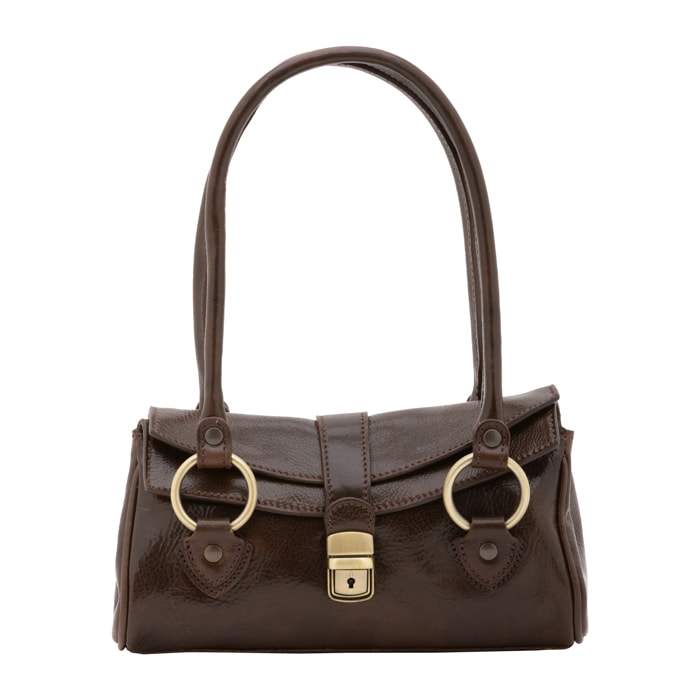 Borsa a bauletto  da donna In Vera pelle Made in Italy 29x15x12 cm