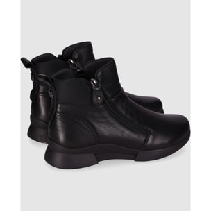 Botines de Piel - Negro - Tacón: Bajo