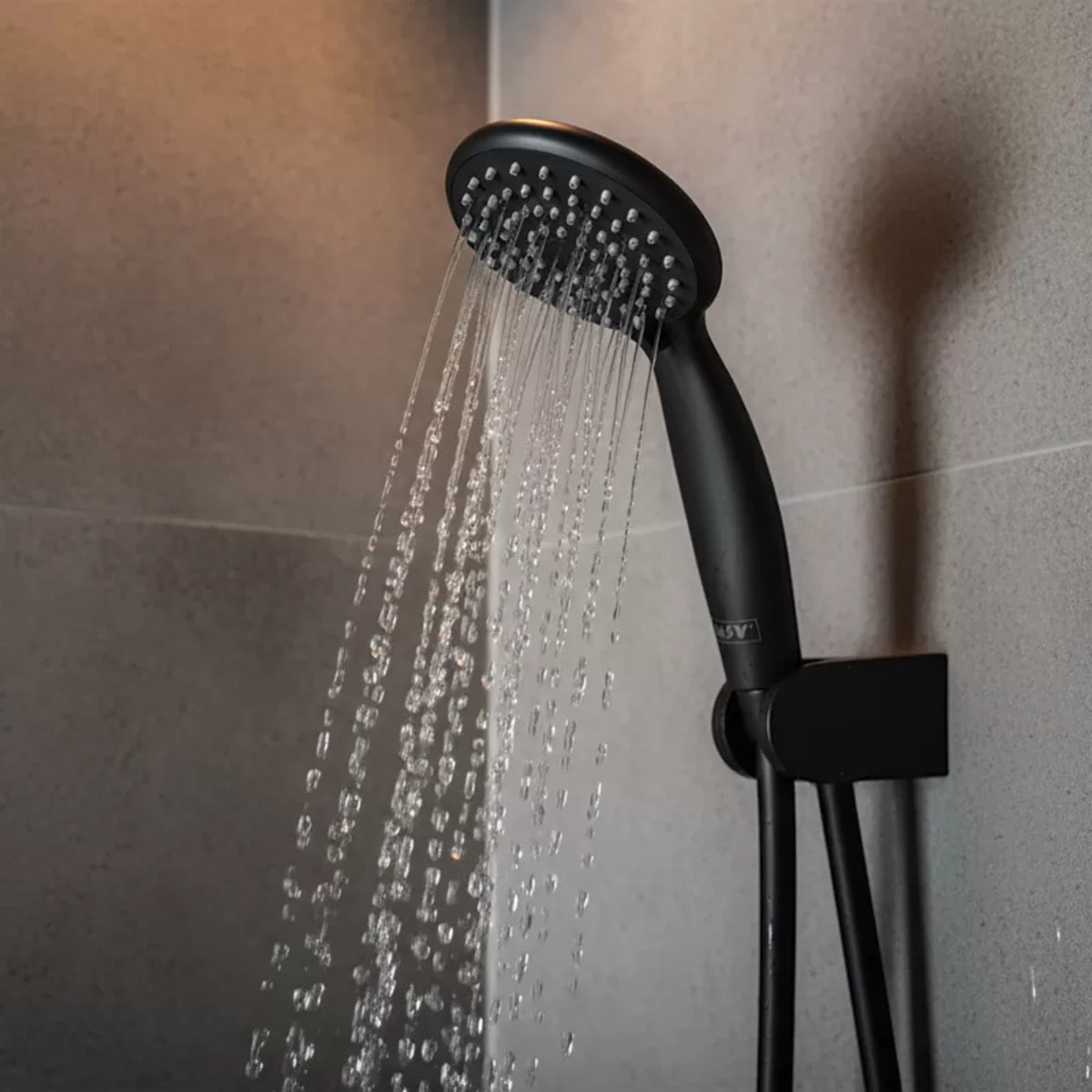 Pommeau de douche Vicente Noir matt Ø 80 mm avec support mural et flexible 150 cm