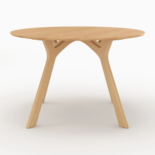 Table ronde 4 personnes en bois d'hévéa massif et placage D120 cm - Izzi