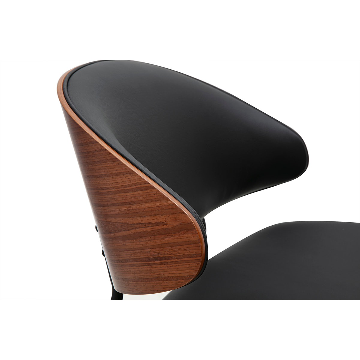 Fauteuil noir, bois foncé et métal noir FABULO