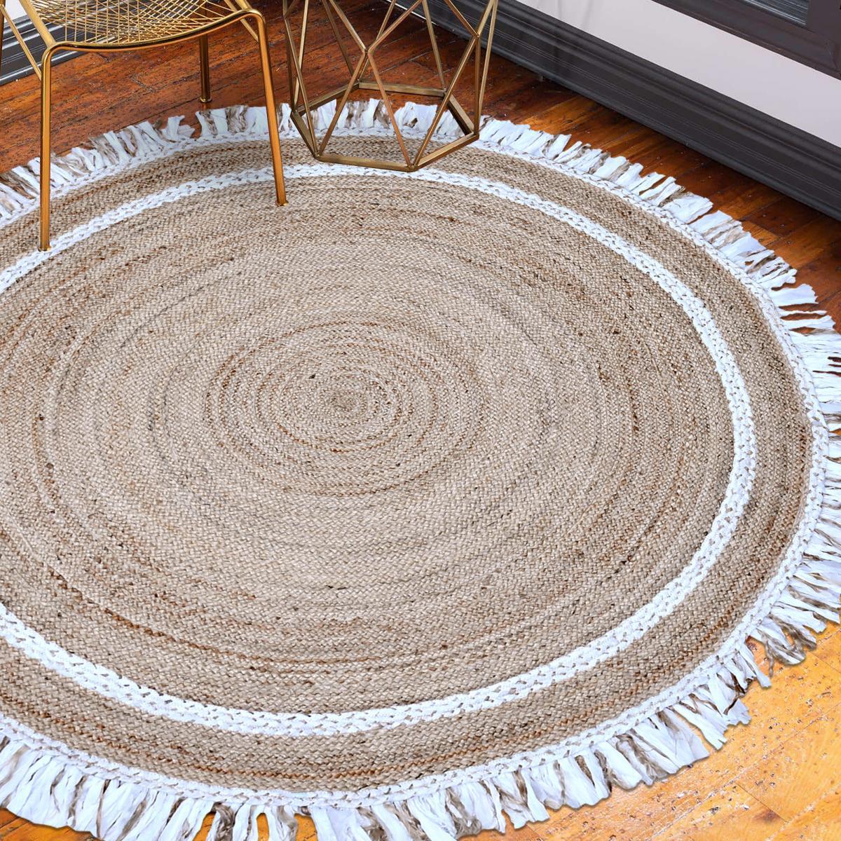 Tapis rond 80x80 rond JT SATCH Blanc , tapis jute artisanal