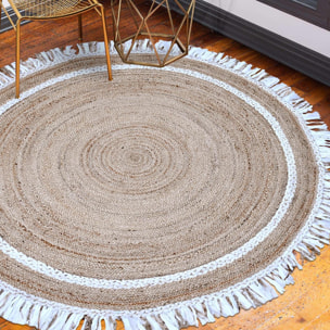 Tapis rond 80x80 rond JT SATCH Blanc , tapis jute artisanal