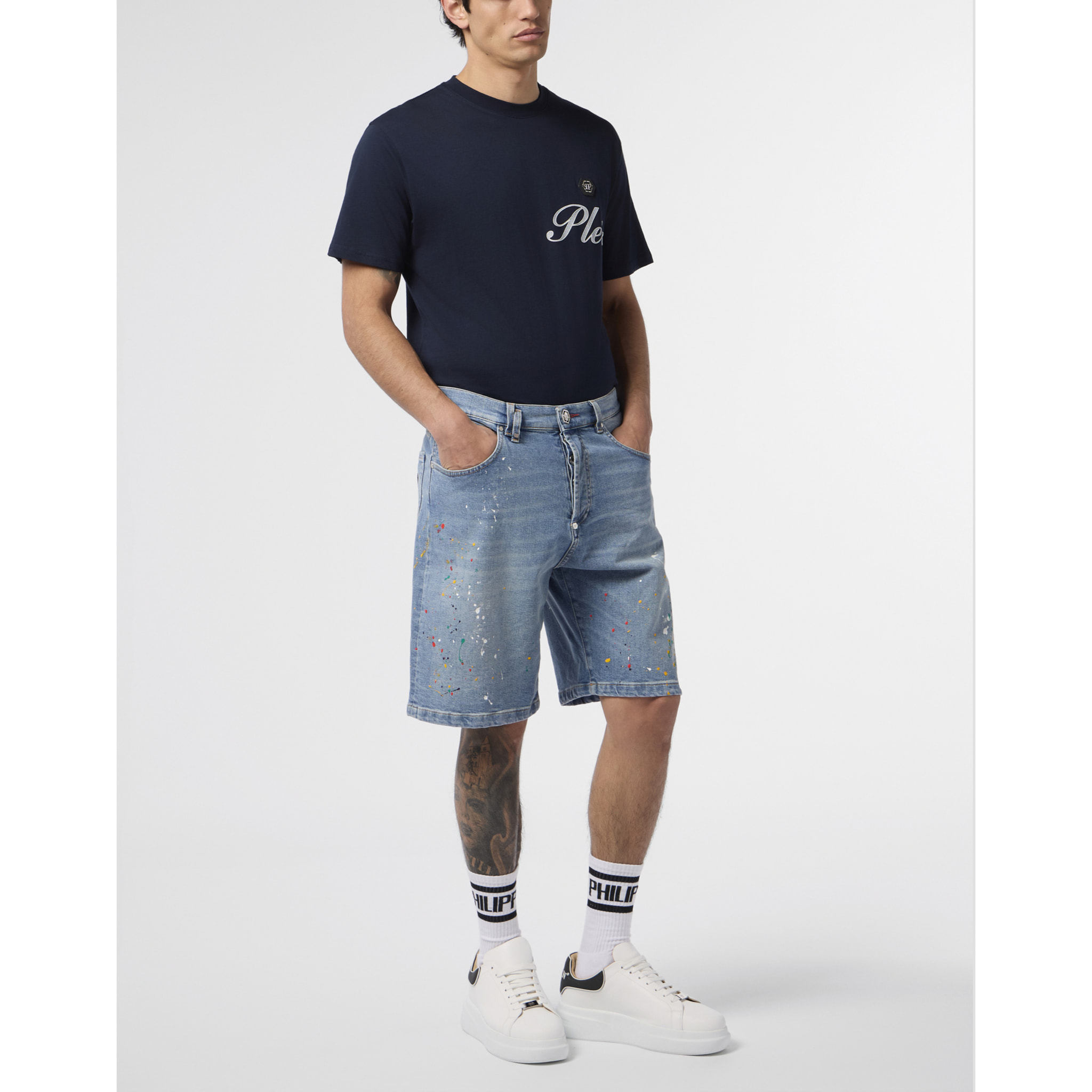 PHILIPP PLEIN Denim Shorts Paint