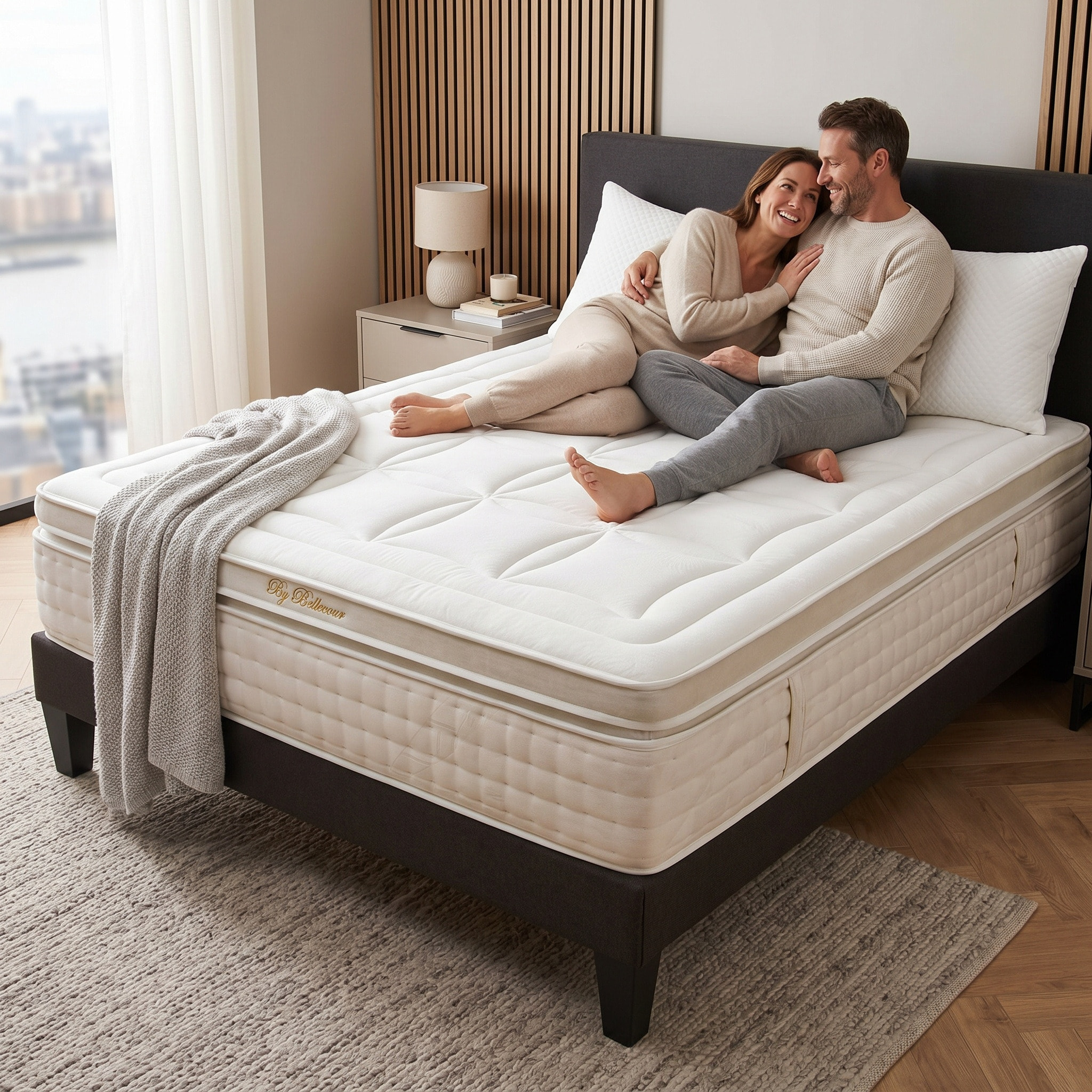 Ensemble Matelas Empereur & Sommier KIT15, 33 cm Mémoire de Forme et Gel Thermorégulateur, technologie Tri-Lattes, Soutien Ferme
