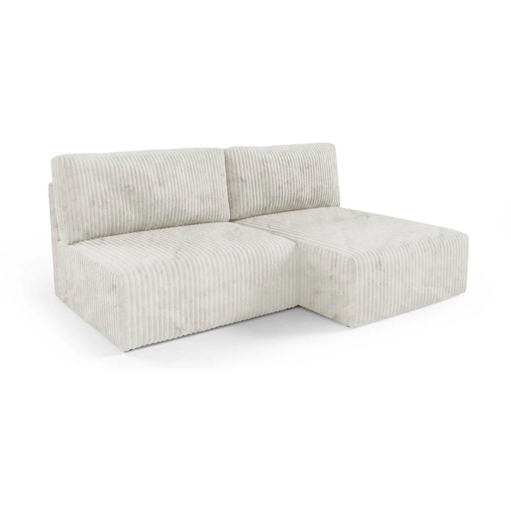 ELIOR - Canapé d'angle convertible et modulable 4 places en côtelé beige