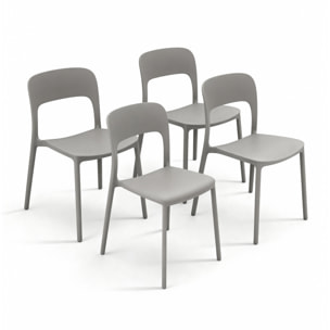 Set 4 Sedie Da Giardino In Polipropilene Impilabili Leggere E Resistenti Ideali Per Esterni Terrazze Giardini Bar Dehors Ristoranti Grigio