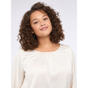 Fiorella Rubino - Blusa de satén tachonada de destellos - Blanco
