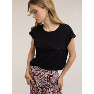Motivi - Blusa in viscosa con tasche - Nero