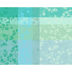Set pur coton enduit motif jacquard Mille feuillages turquoise