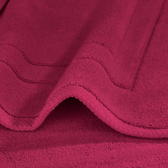 Tapis de bain pur coton 900 g/m² uni rose Elea fuchsia