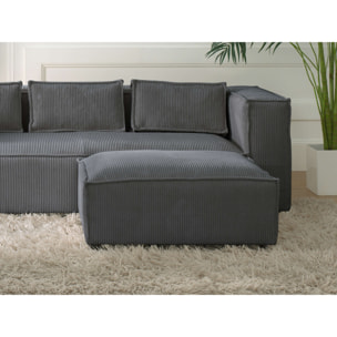 Stella - pouf en velours côtelé - style contemporain - Gris foncé