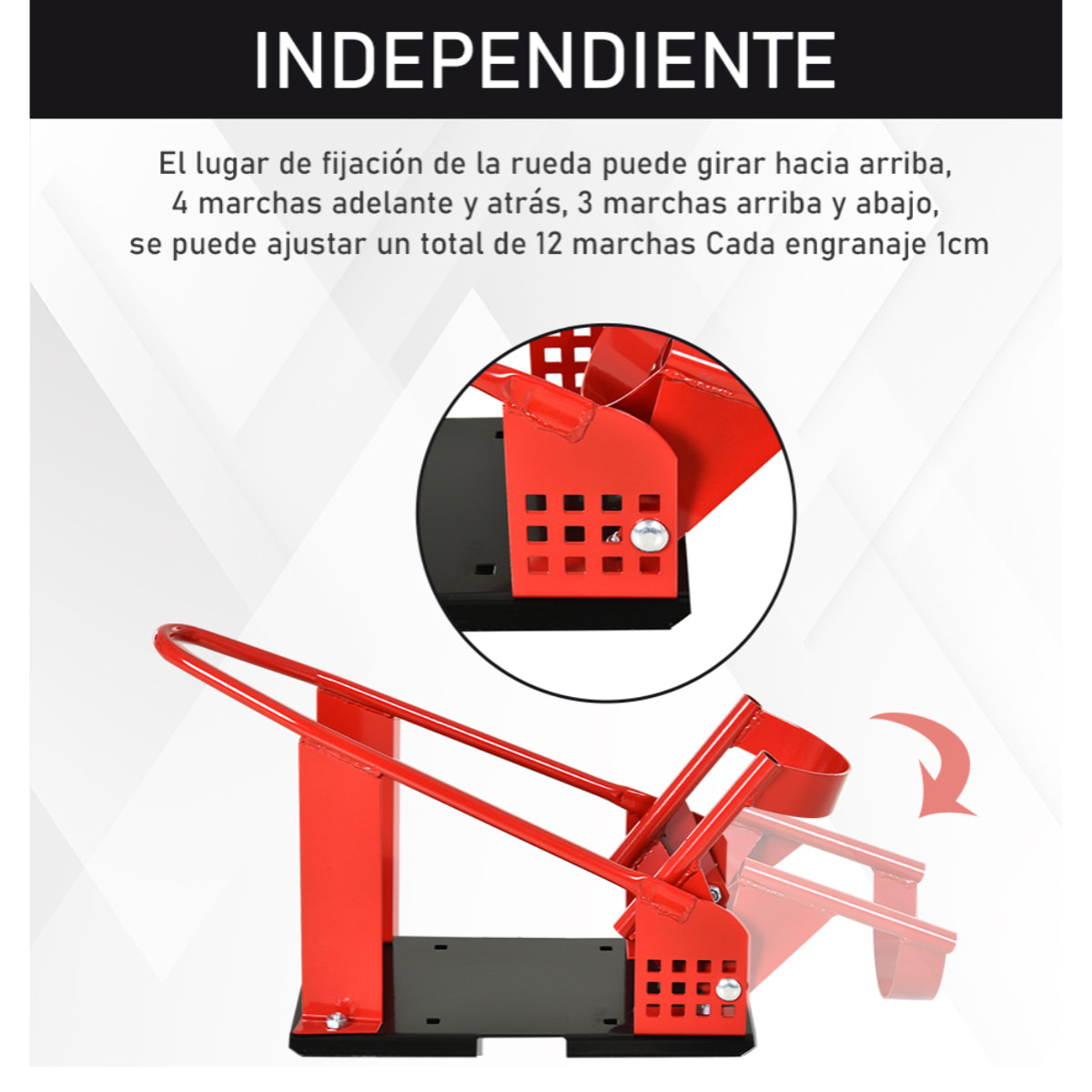 Caballete Moto con Longitud Ajustable Caballete Elevador Universal con Tapas de Goma Base Estructura Metálica Carga 450 kg para Trabajos de Mantenimiento Rojo