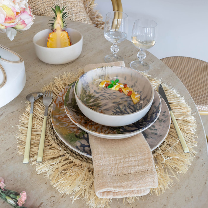 Lot de 6 coupelles motif aquatique en grès 600ml CORFOU