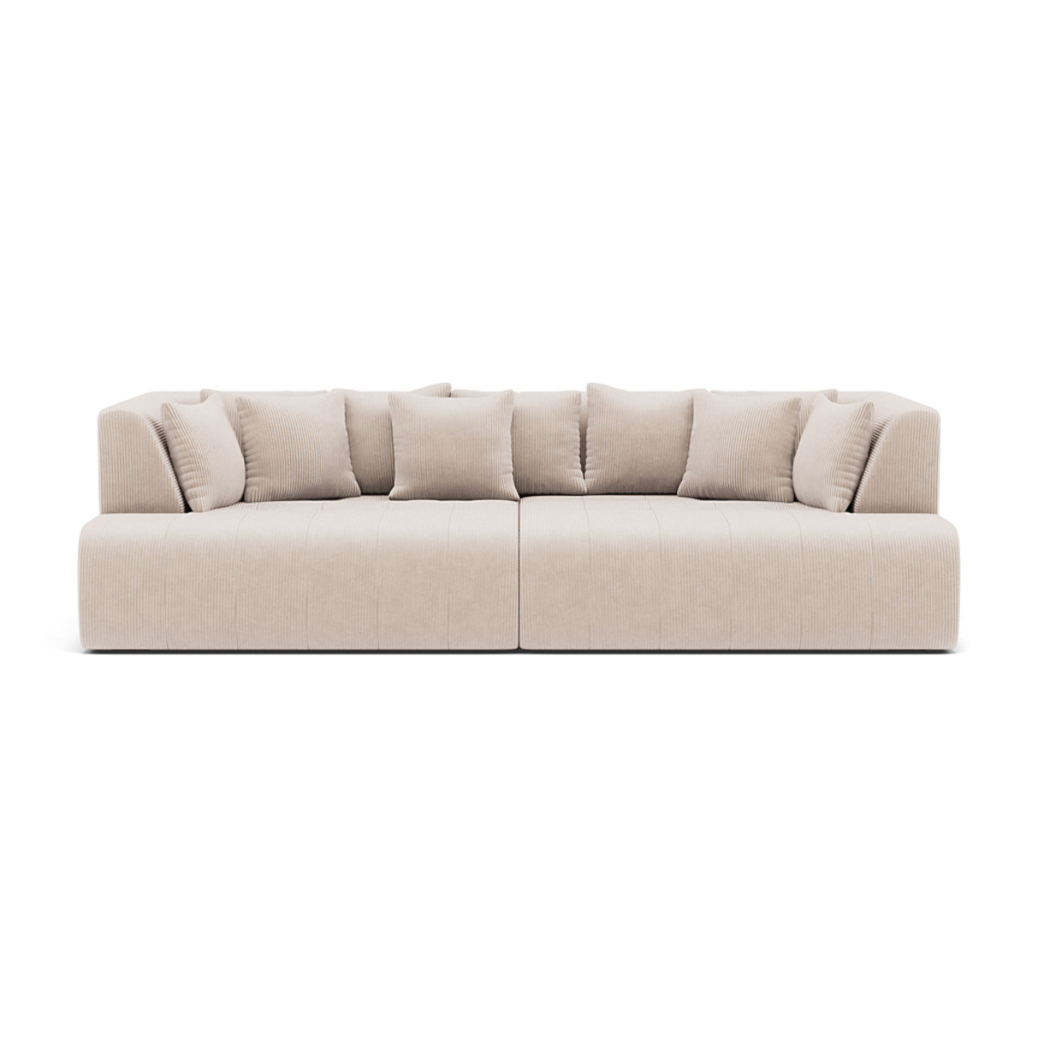 Onyx - canapé droit 4 places avec double méridienne - assise profonde - en velours côtelé - Beige