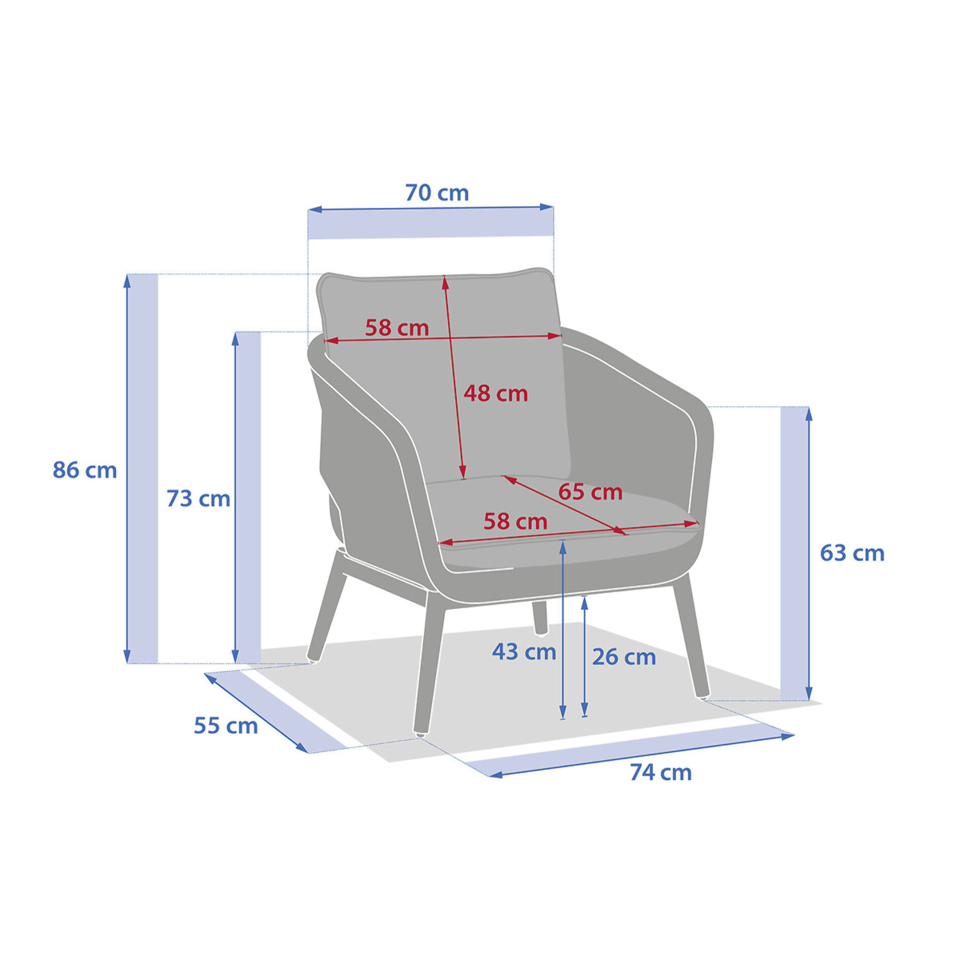 Fauteuil de salon de jardin "Orissa" vert olive polyester et acier