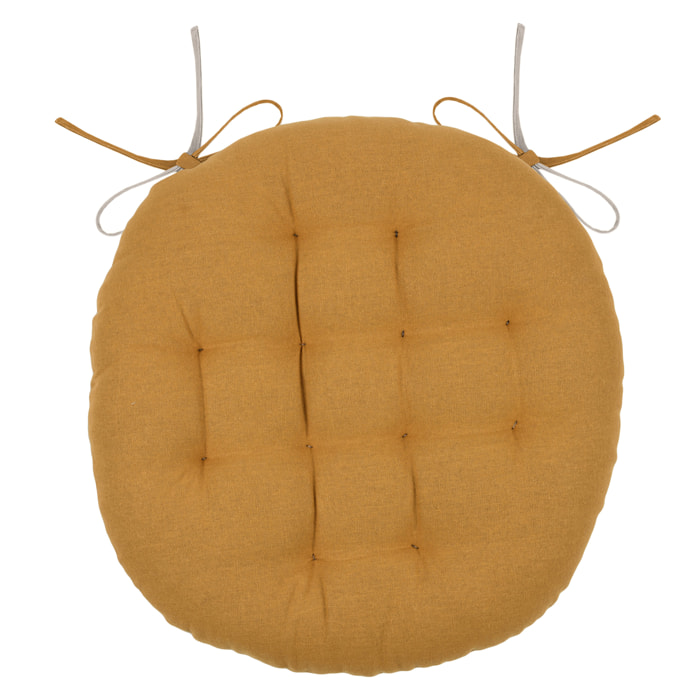 Galette de chaise ronde et bicolore - Jaune Curry