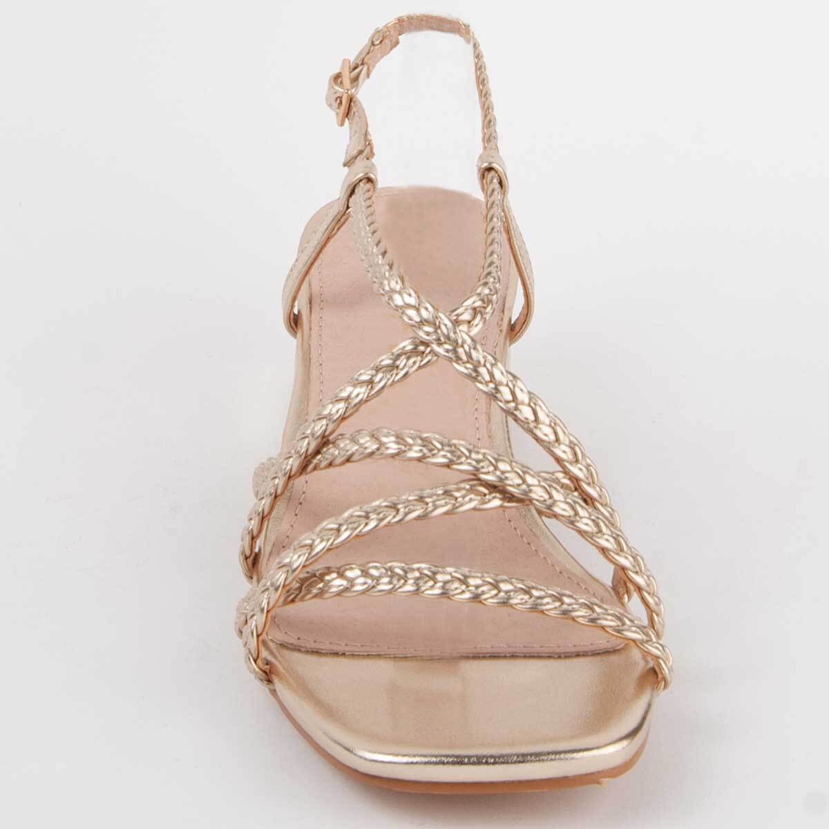 Sandalia De Tacón - Dorado - Altura: 5 Cm