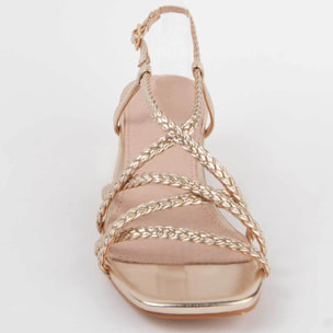Sandalia De Tacón - Dorado - Altura: 5 Cm