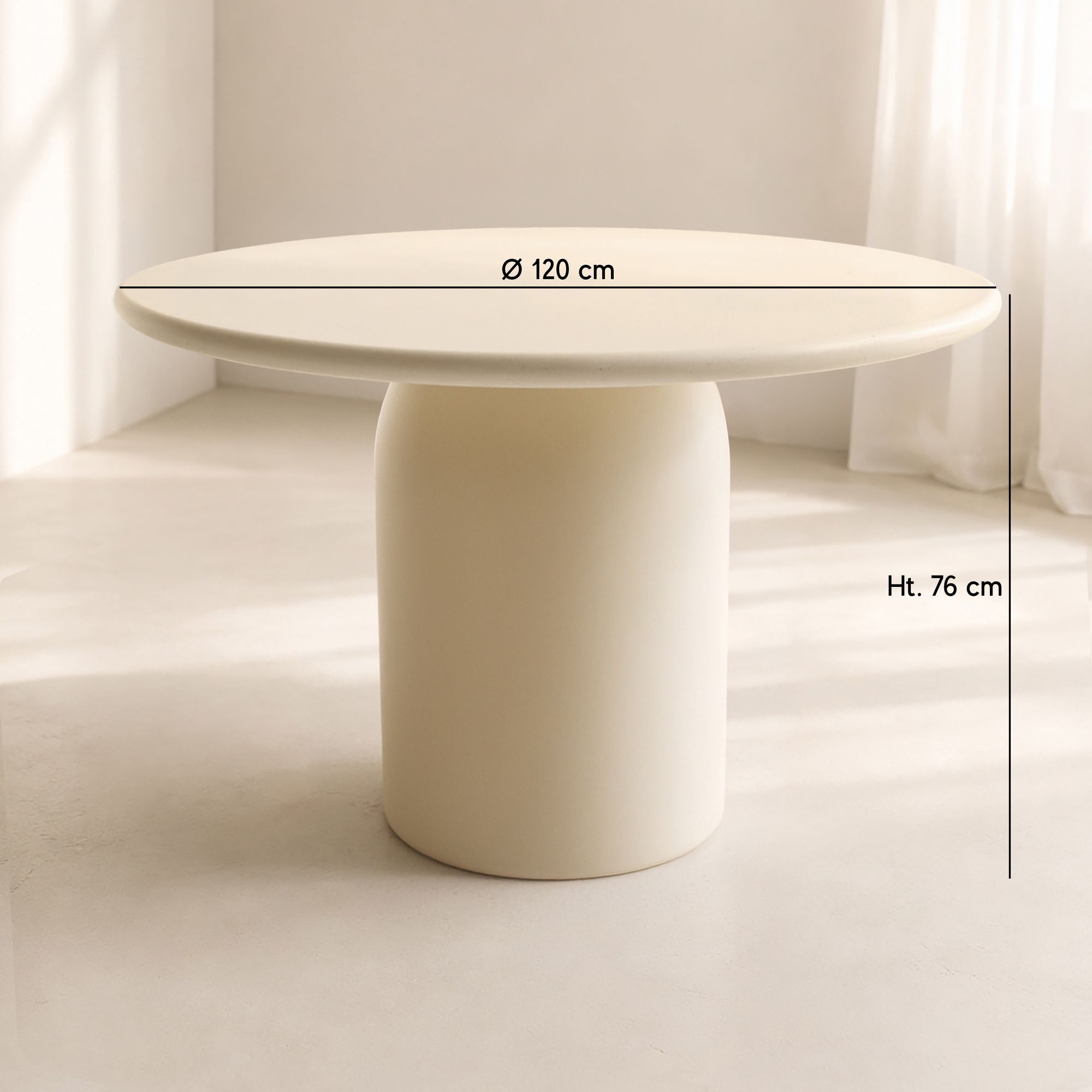 Table ronde 120cm effet béton crème MINERAL