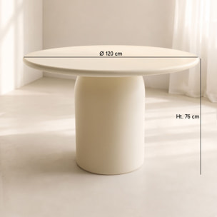 Table ronde 120cm effet béton crème MINERAL