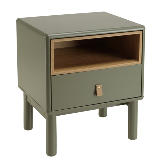 ETHAN - Table de chevet 1 tiroir et 1 niche en bois naturel vert