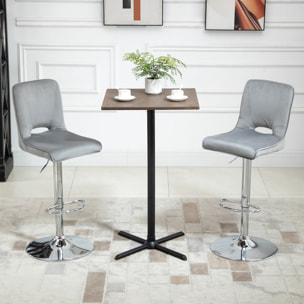 Conjunto de 2 Taburetes de Bar con Altura Regulable y Asiento Giratoria y Mesa de Bar con Estantería de 4 Niveles para Salón Comedor Cocina 41x51x97-117 cm 115x50x102,7 cm Blanco y Gris