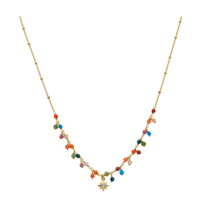 Collar de Cristal Multicolor acabado en oro amarillo de 18K