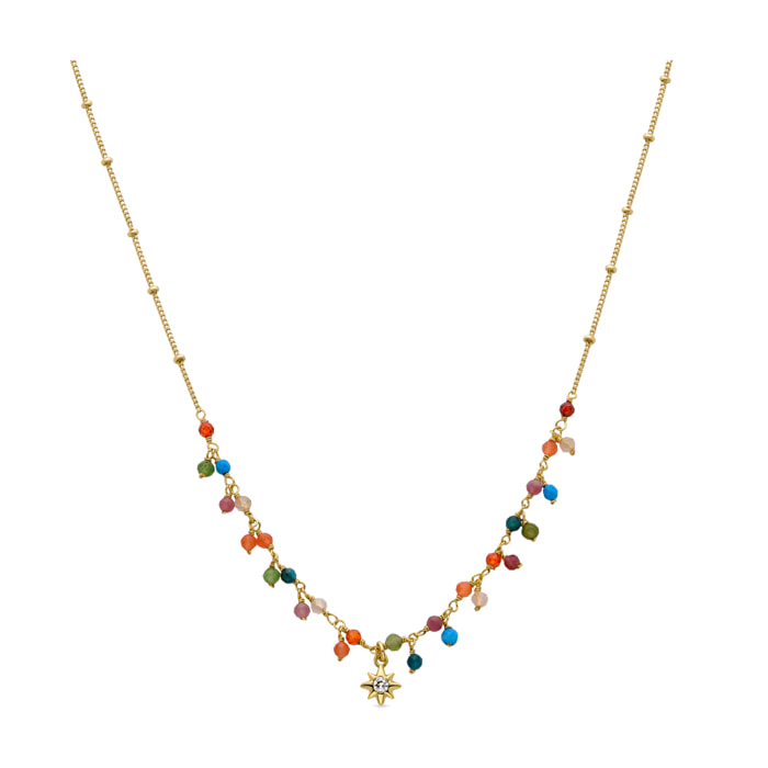 Collar de Cristal Multicolor acabado en oro amarillo de 18K