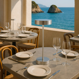 Lampe de table sans fil SANDY Chrome H33 cm