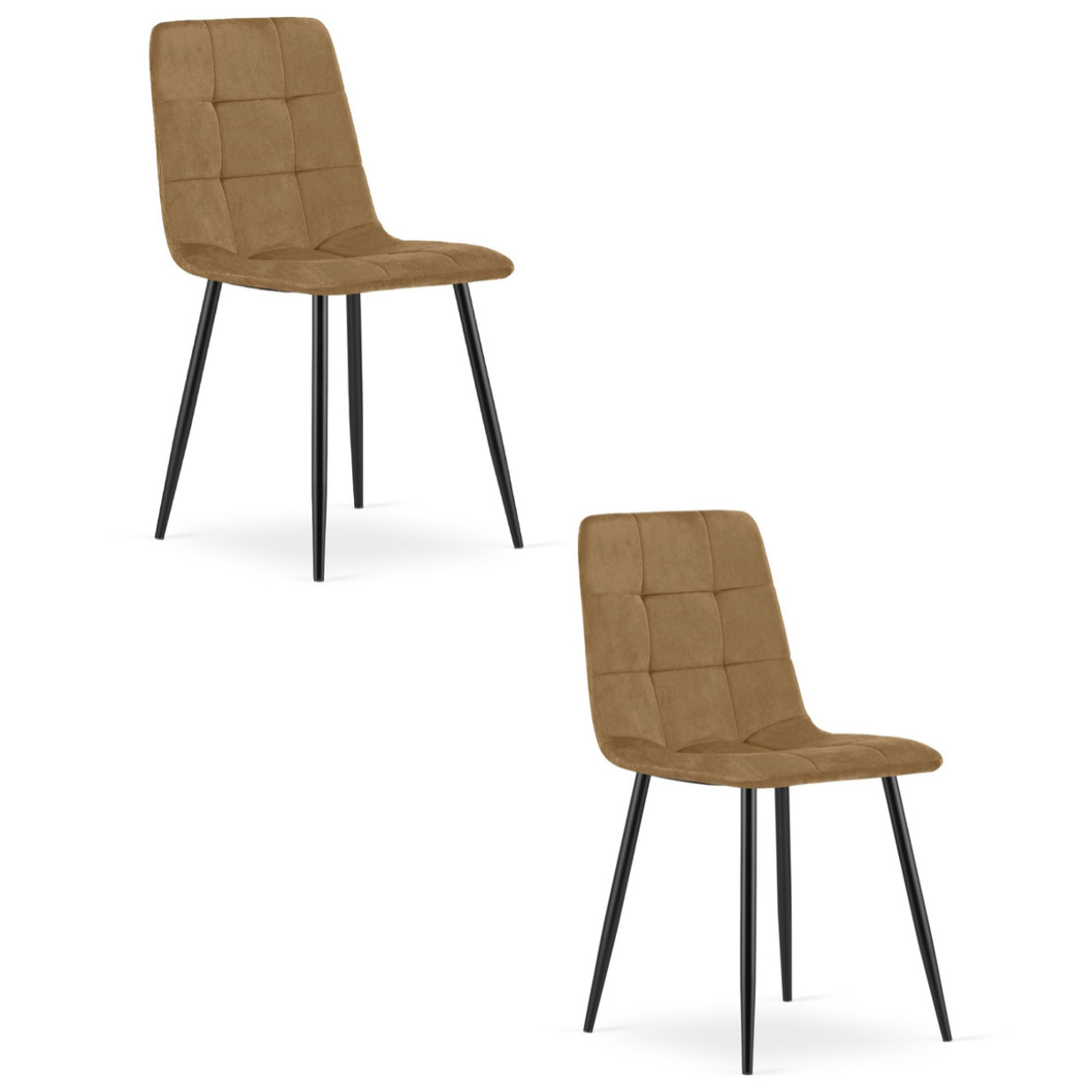 Set di 2 sedie Kara in velluto marrone e metallo nero