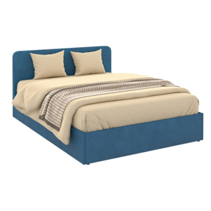 Lit coffre Louise 140x190cm velours bleu