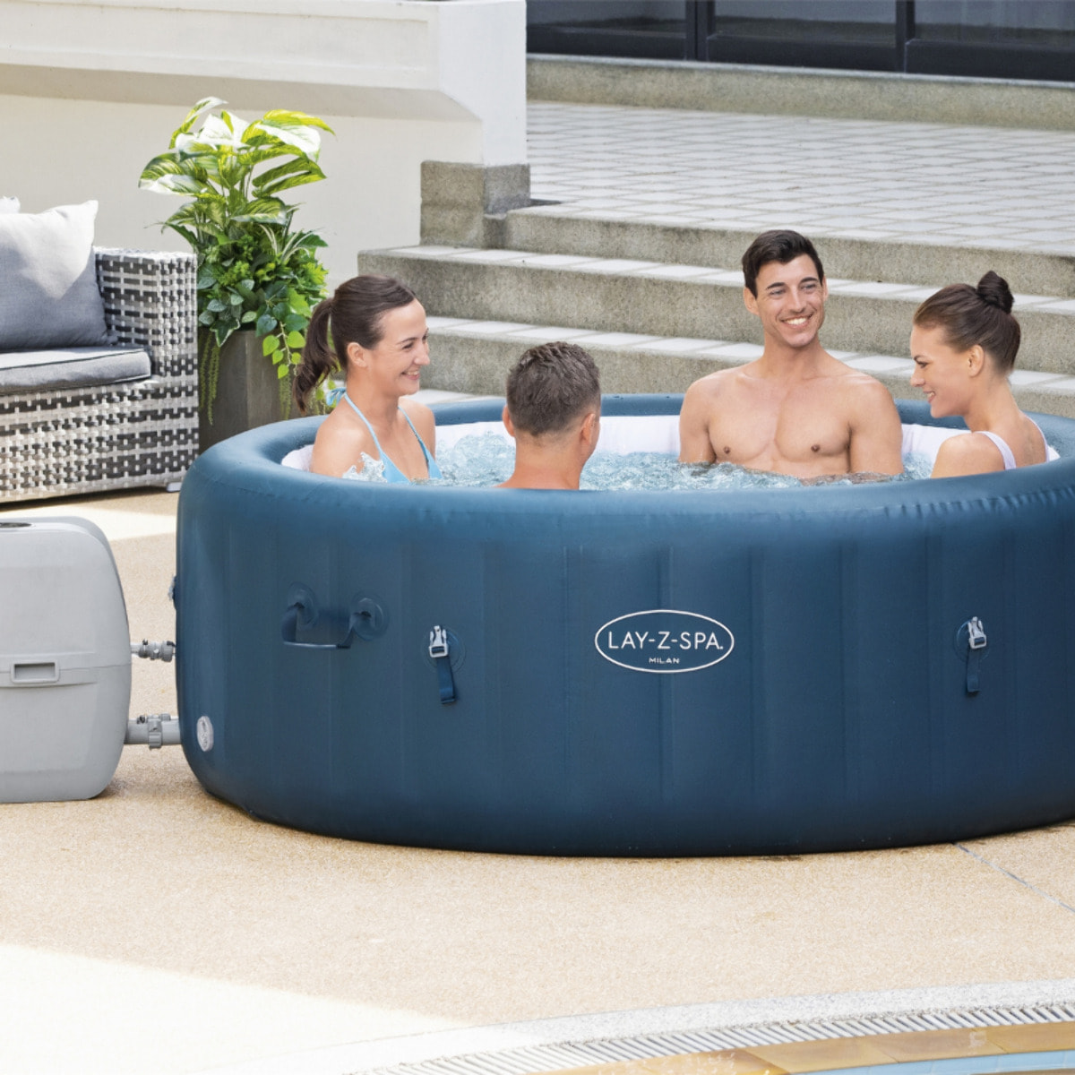 Bestway Spa gonflable rond Lay-Z-Spa Milan AirJet Plus 4-6 personnes