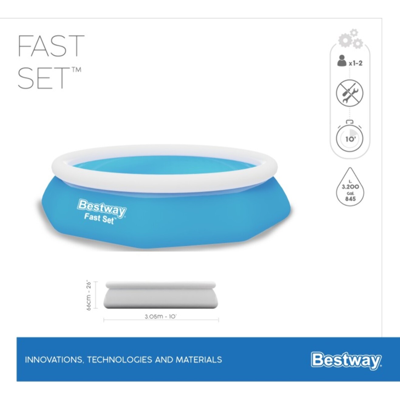 Bestway Piscine autoportante Ronde Fast Set 305 x 66 cm Filtration incluse