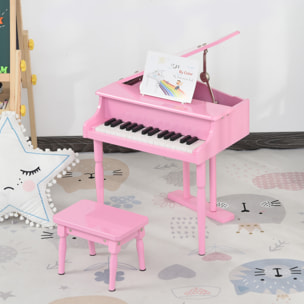 Piano à queue électronique 37 touches multifonctions avec micro haut parleur rose