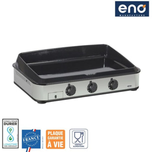 Plancha gaz ENO 80 cm Inox 3 brûleurs à poser, 69x40 cm