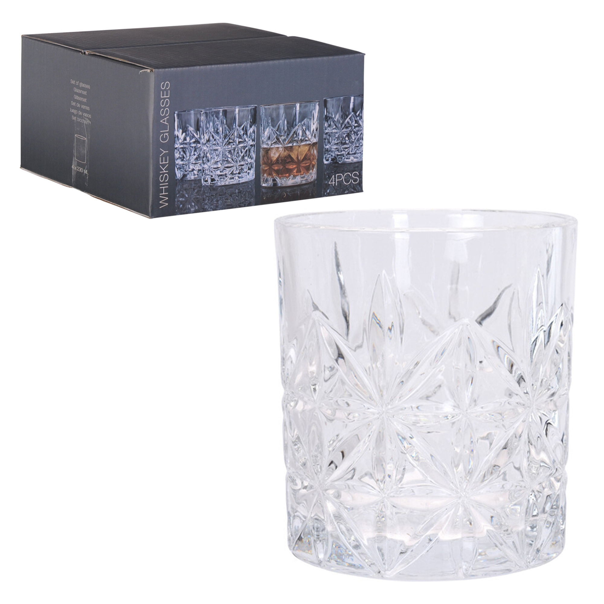 Set de 4 vasos de cristal con capacidad de 230 ml ø7,5x8cm